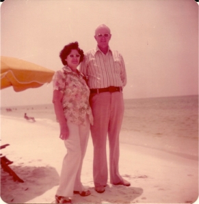 Dad and Mom on beach in Florida